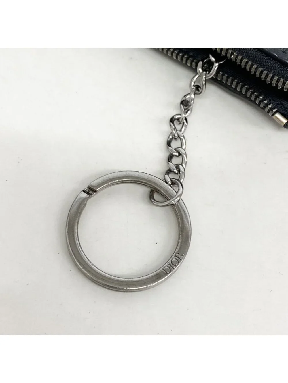 Dior Coin Purse Leather Black Silver
